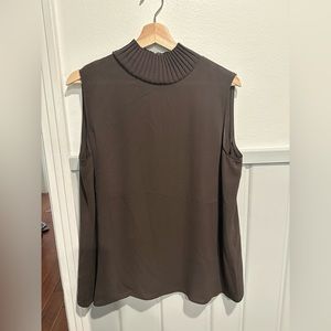 Lafayette 148 brown silk double Georgette sleeveless blouse